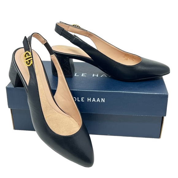 Cole Haan Shoes - Cole Haan women's Go-To Slingback black leather point toe heels size 5